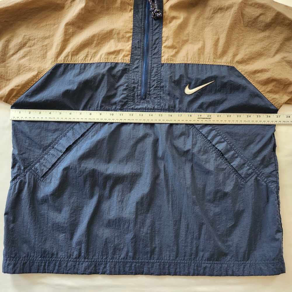 NIKE Vintage 90's Swoosh  Windbreaker Jacket 1/2 zip Blue Tan Colorblock Mens L - Picture 4 of 9